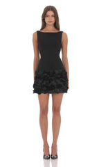Rosette Bodycon Dress in Black