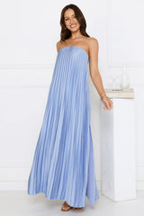 Moonlit Night Pleated Strapless Maxi Dress