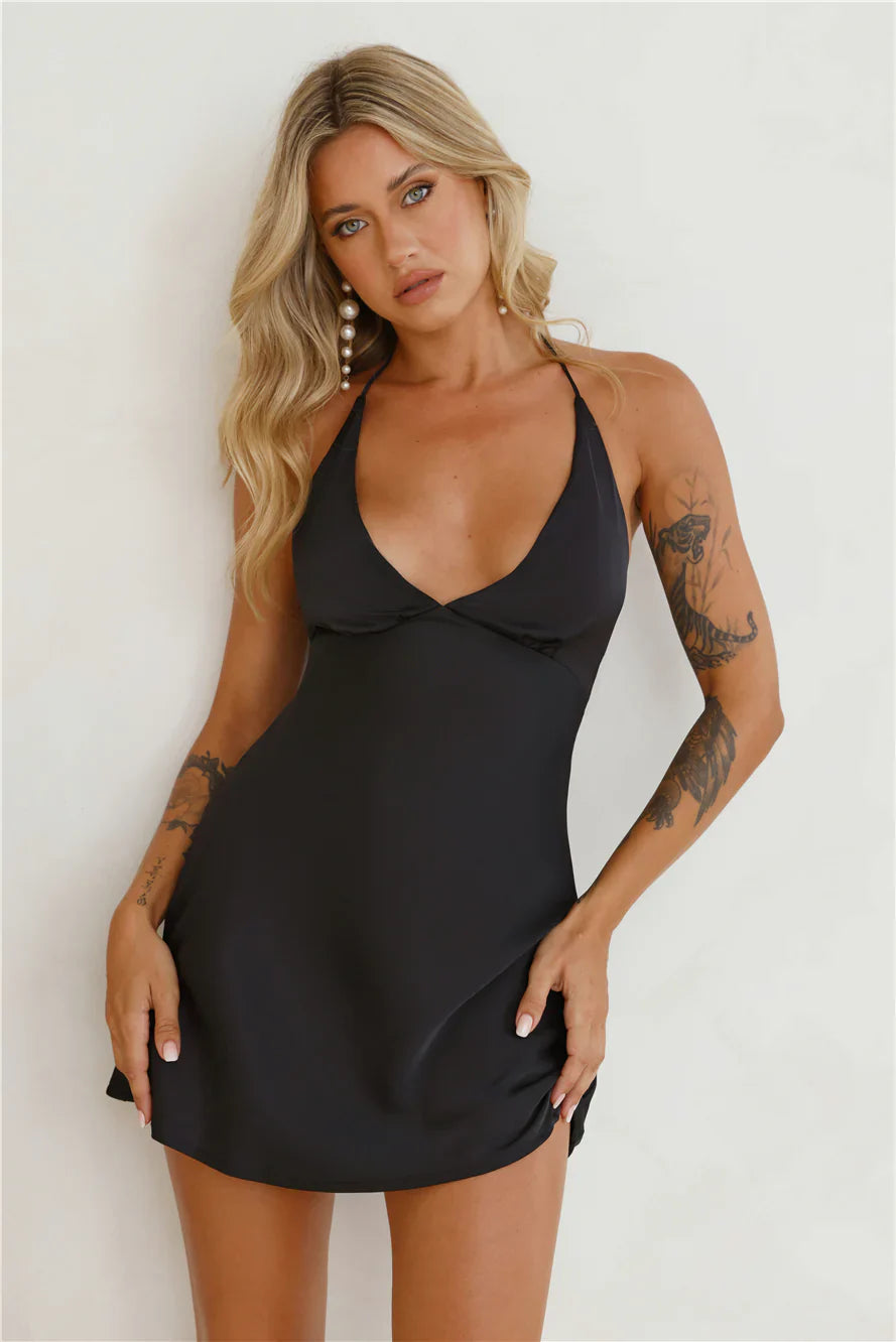 Yours To Love Satin Halter Mini Dress