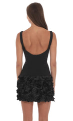 Rosette Bodycon Dress in Black