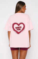 11th Street City Girl At Heart Oversized Tee Strawberry Whip