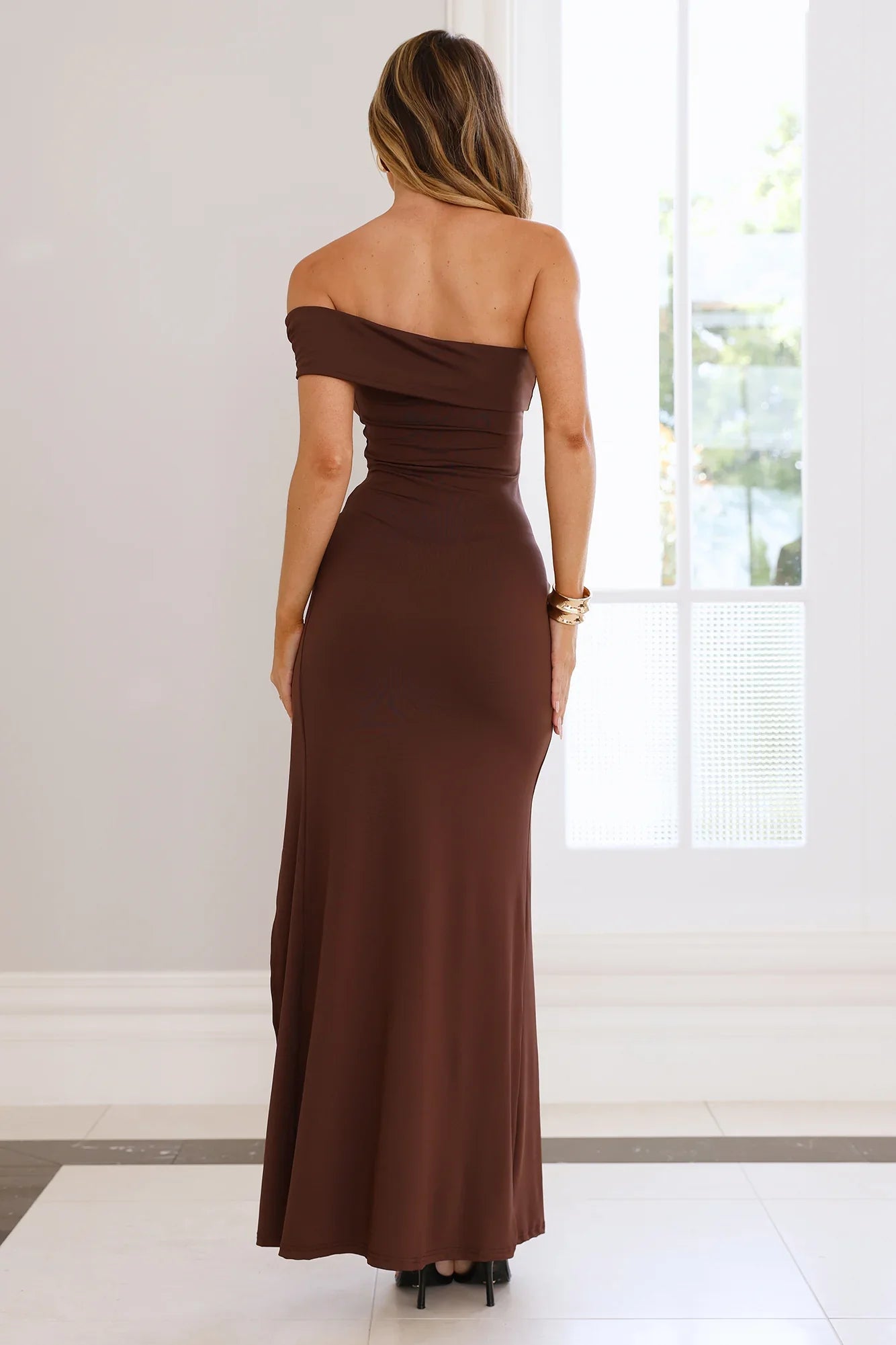 Lavish Luxe Off Shoulder Maxi Dress