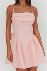 Wilder Oversized Back Bow Mini Dress Pink